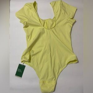 HALARA Discontinued Scuba Fabric Canary Yellow bodysuit NWT